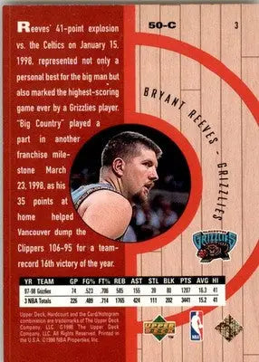 Bryant Reeves - 1998 Upper Deck Hardcourt - #3 - Basketball - Basketball Card Single