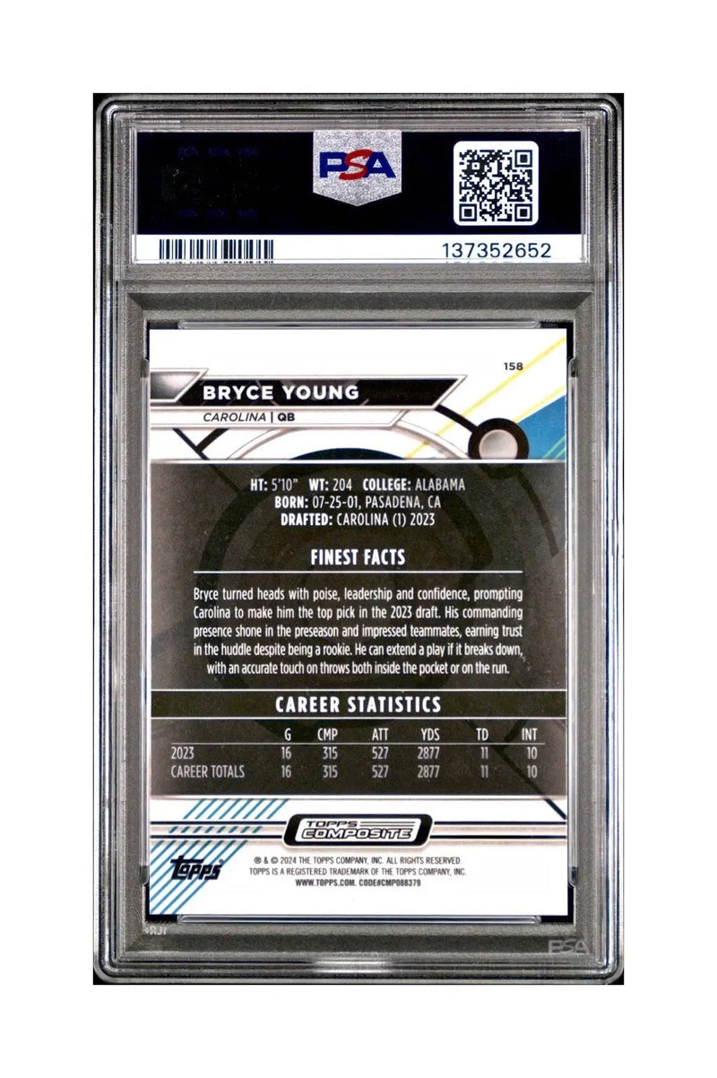 Bryce Young 2023 Topps Finest 069/150 Purple Checkerboard Refractor #158 PSA 10