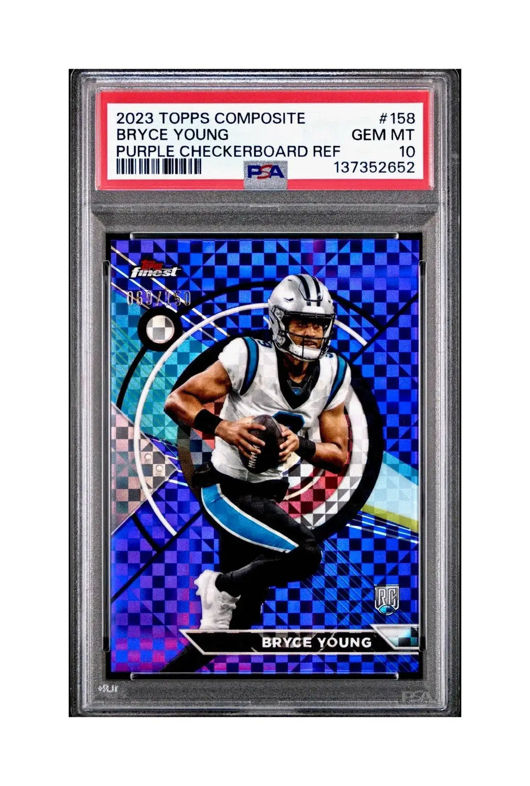 Bryce Young 2023 Topps Finest 069/150 Purple Checkerboard Refractor #158 PSA 10 - Football Card Single