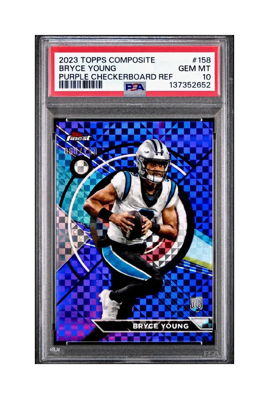 Bryce Young 2023 Topps Finest 069/150 Purple Checkerboard Refractor #158 PSA 10 - Football Card Single