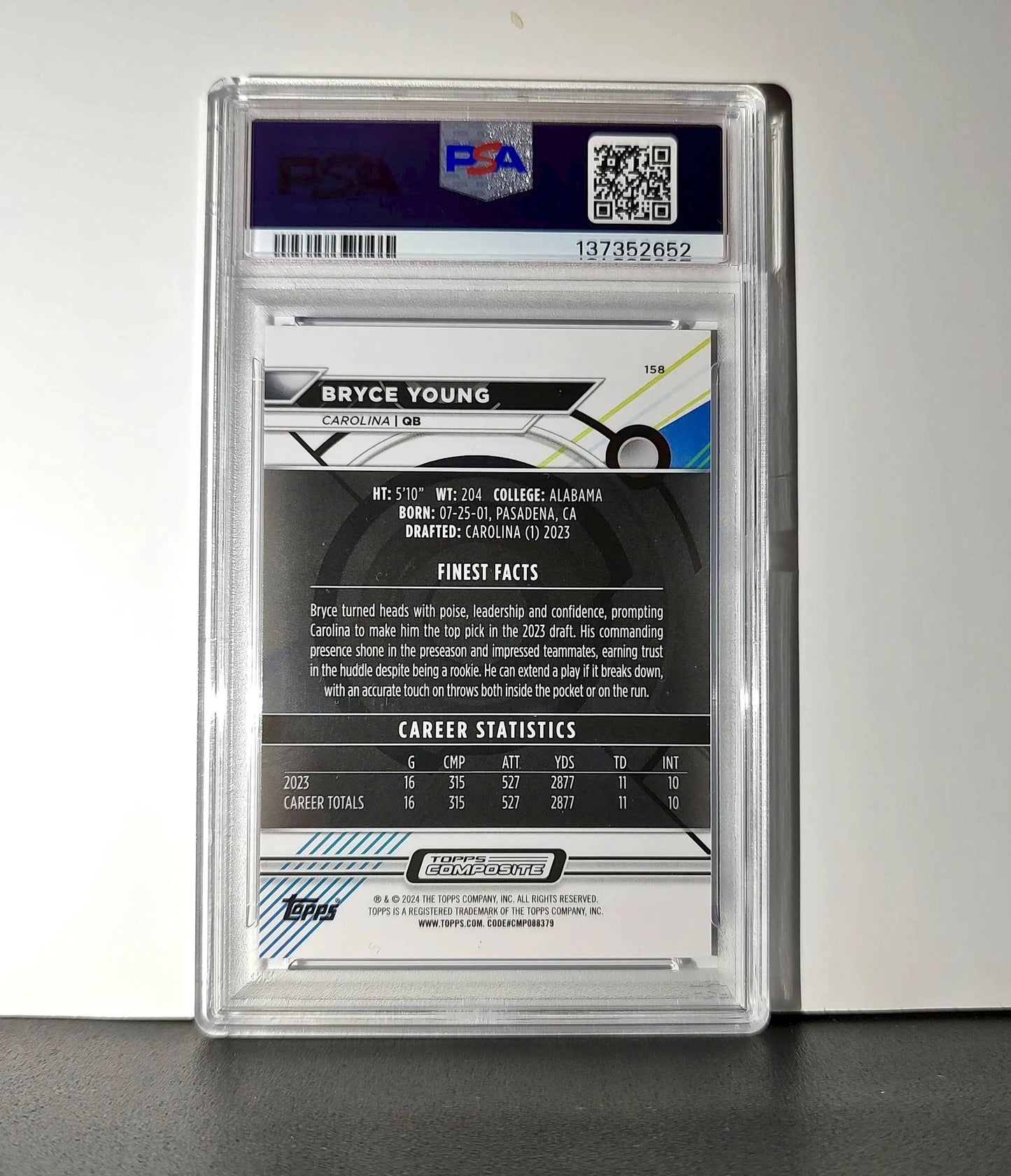 Bryce Young 2023 Topps Finest 069/150 Purple Checkerboard Refractor #158 PSA 10 - Football Card Single