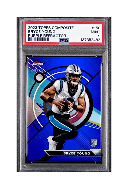 Bryce Young 2023 Topps Finest #158 Rookie Purple Refractor 016/250 PSA 9 Mint - Football Card Single