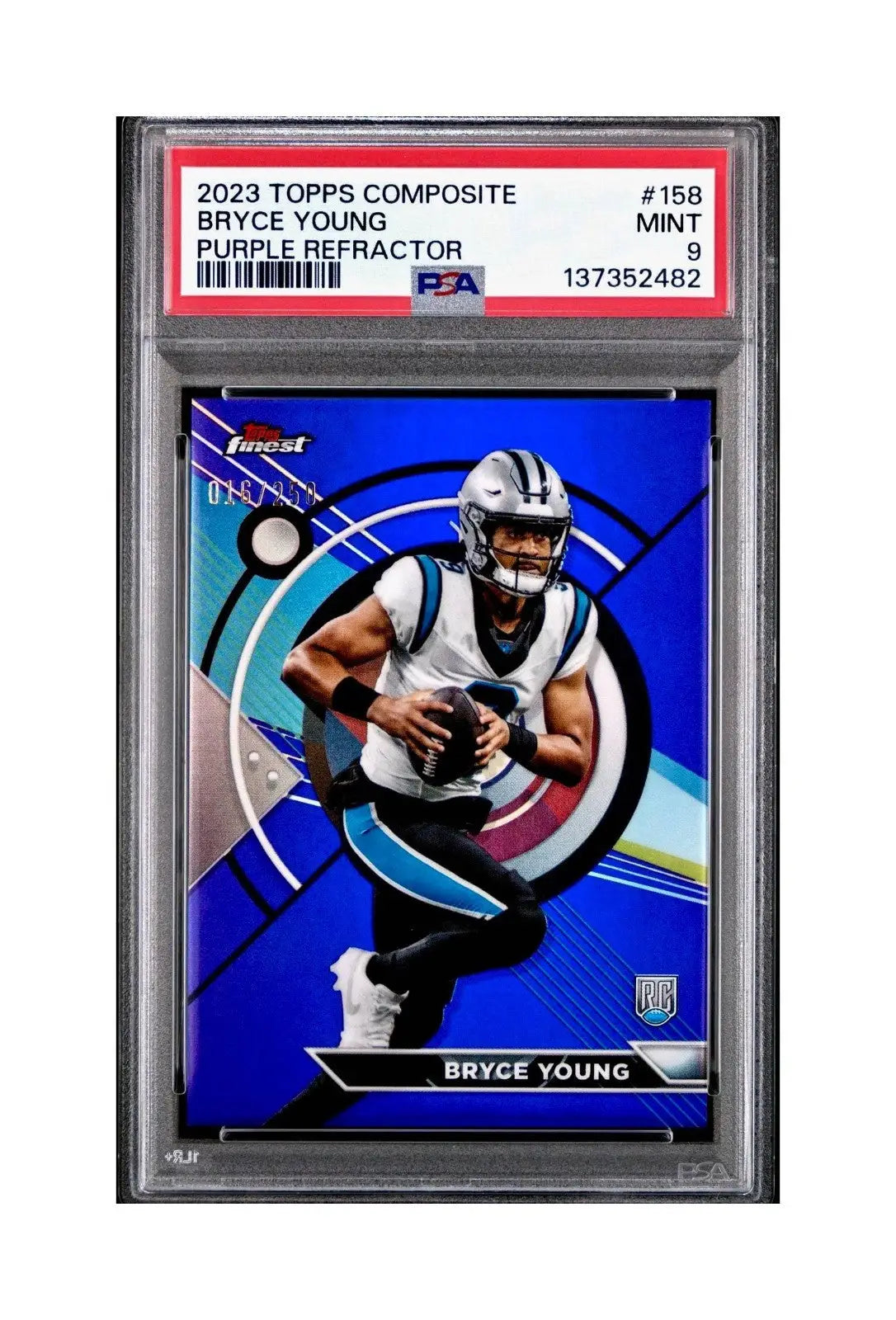 Bryce Young 2023 Topps Finest #158 Rookie Purple Refractor 016/250 PSA 9 Mint - Football Card Single