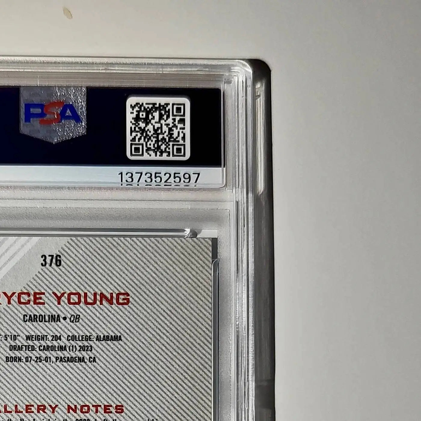 Bryce Young 2023 Topps Gallery #376 Card Carolina Panthers PSA 10 Gem Mint
