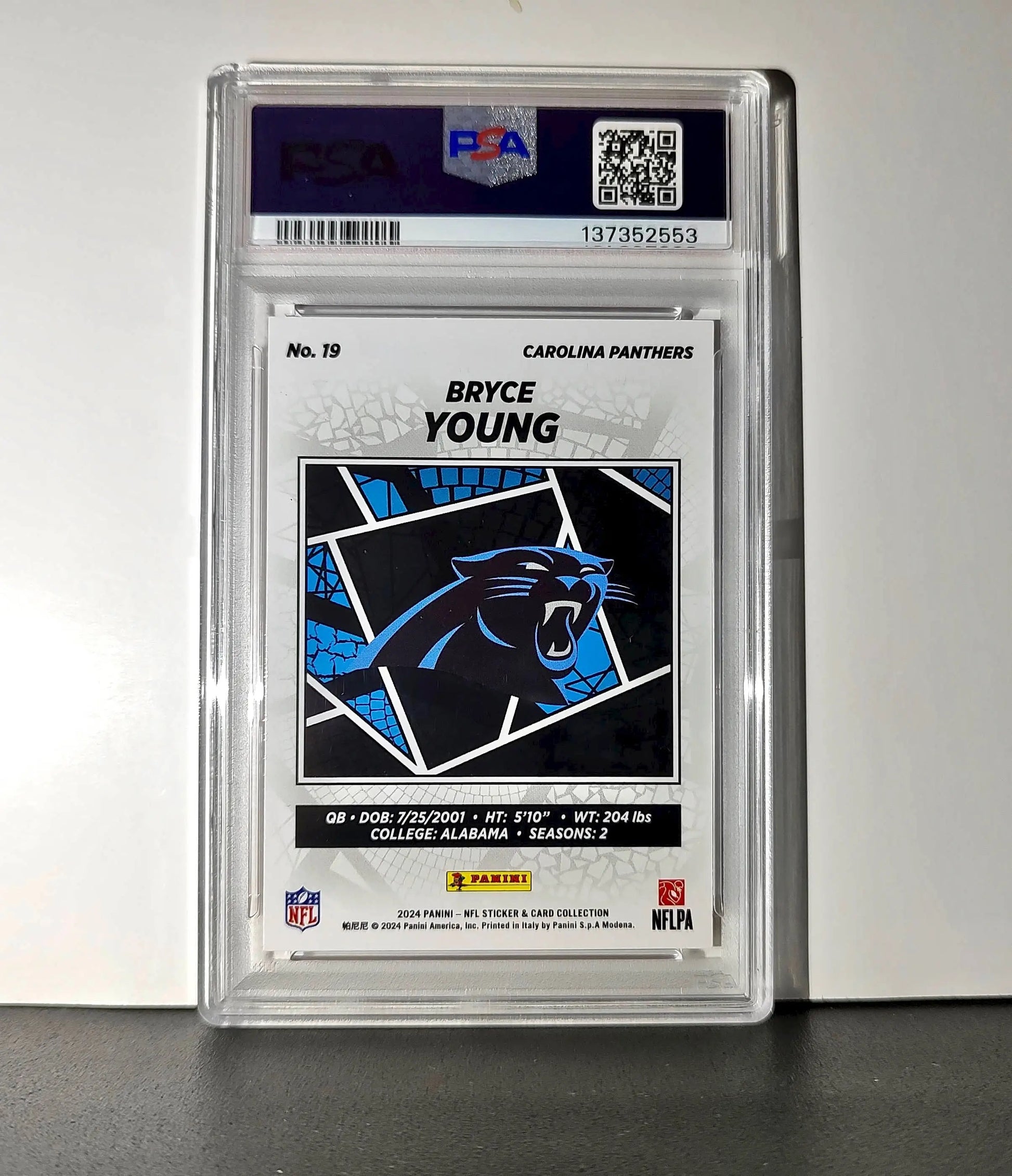 Bryce Young 2024 Panini Sticker Collection 152/299 #19 Red Foil PSA 9 Mint - Football Card Single