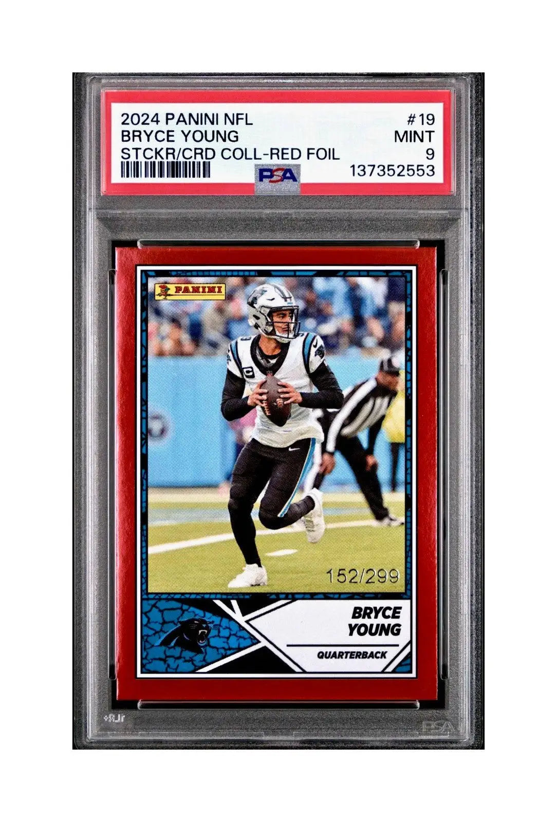 Bryce Young 2024 Panini Sticker Collection 152/299 #19 Red Foil PSA 9 Mint - Football Card Single