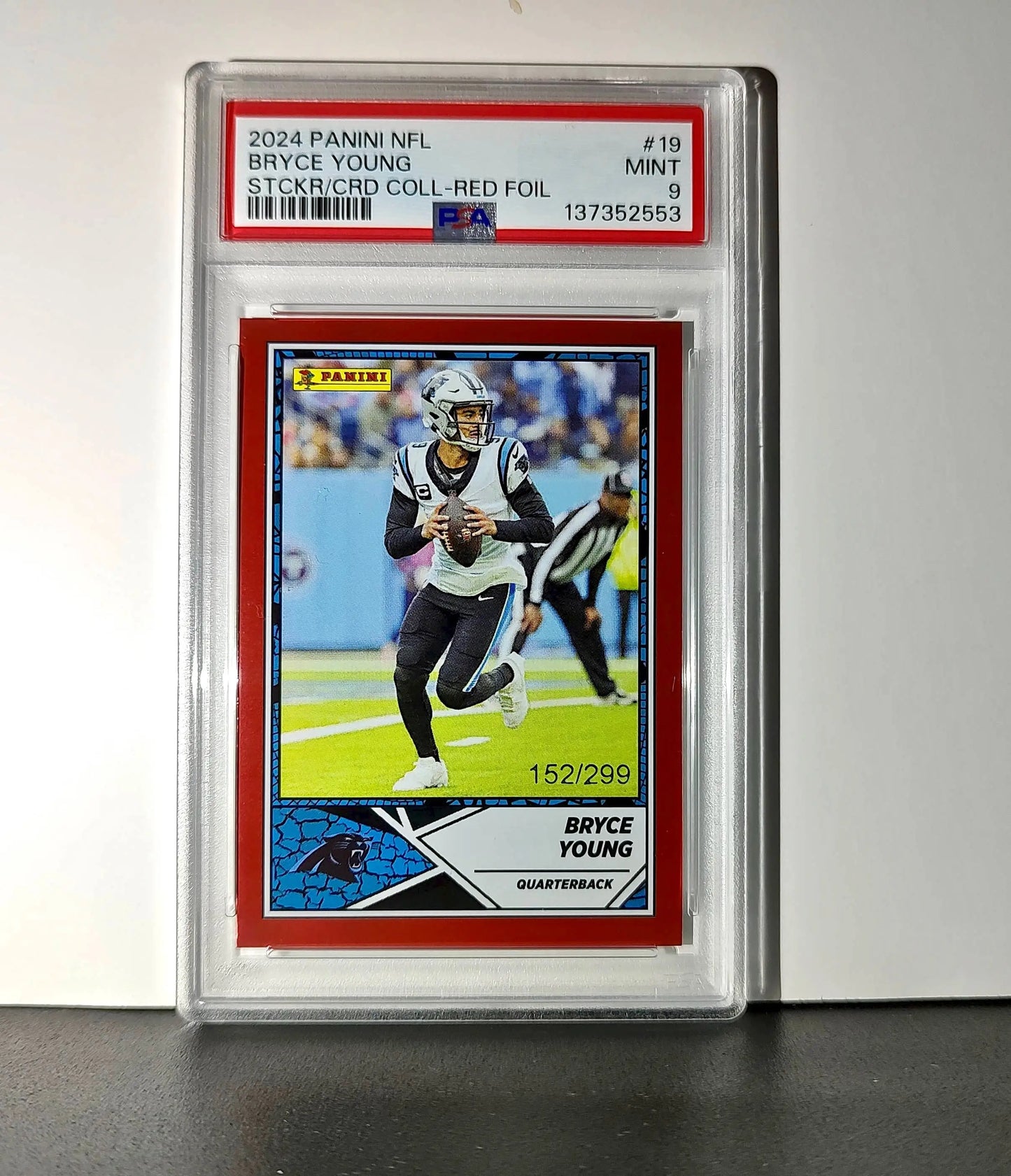Bryce Young 2024 Panini Sticker Collection 152/299 #19 Red Foil PSA 9 Mint - Football Card Single