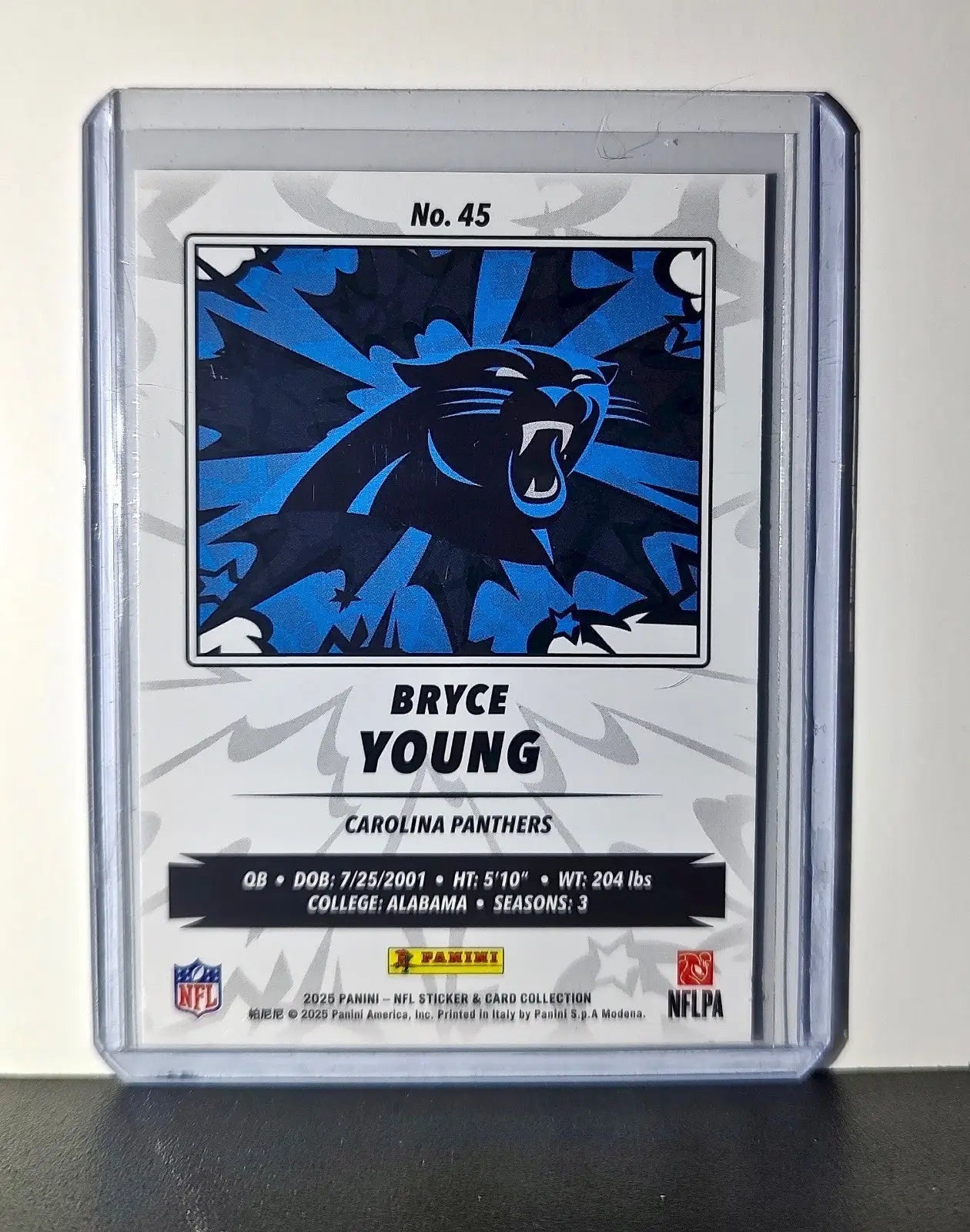 Bryce Young 2025 Panini NFL #45 Foil Sticker Card Carolina Panthers - Football Card Single