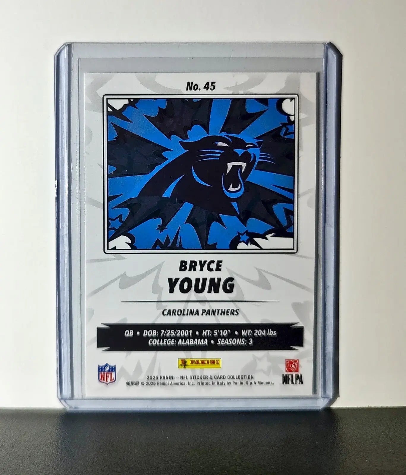Bryce Young 2025 Panini NFL #45 Sticker Card Carolina Panthers