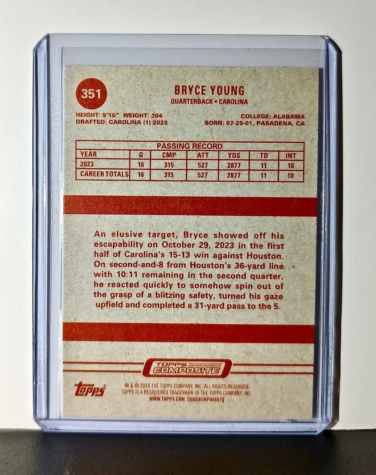 Bryce Young Rookie 2023 Topps Heritage NFL #351 Card Carolina Panthers