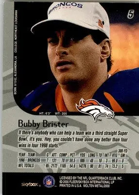 Bubby Brister - 1999 SkyBox Molten Metal - #5 - Football - Football Card Single