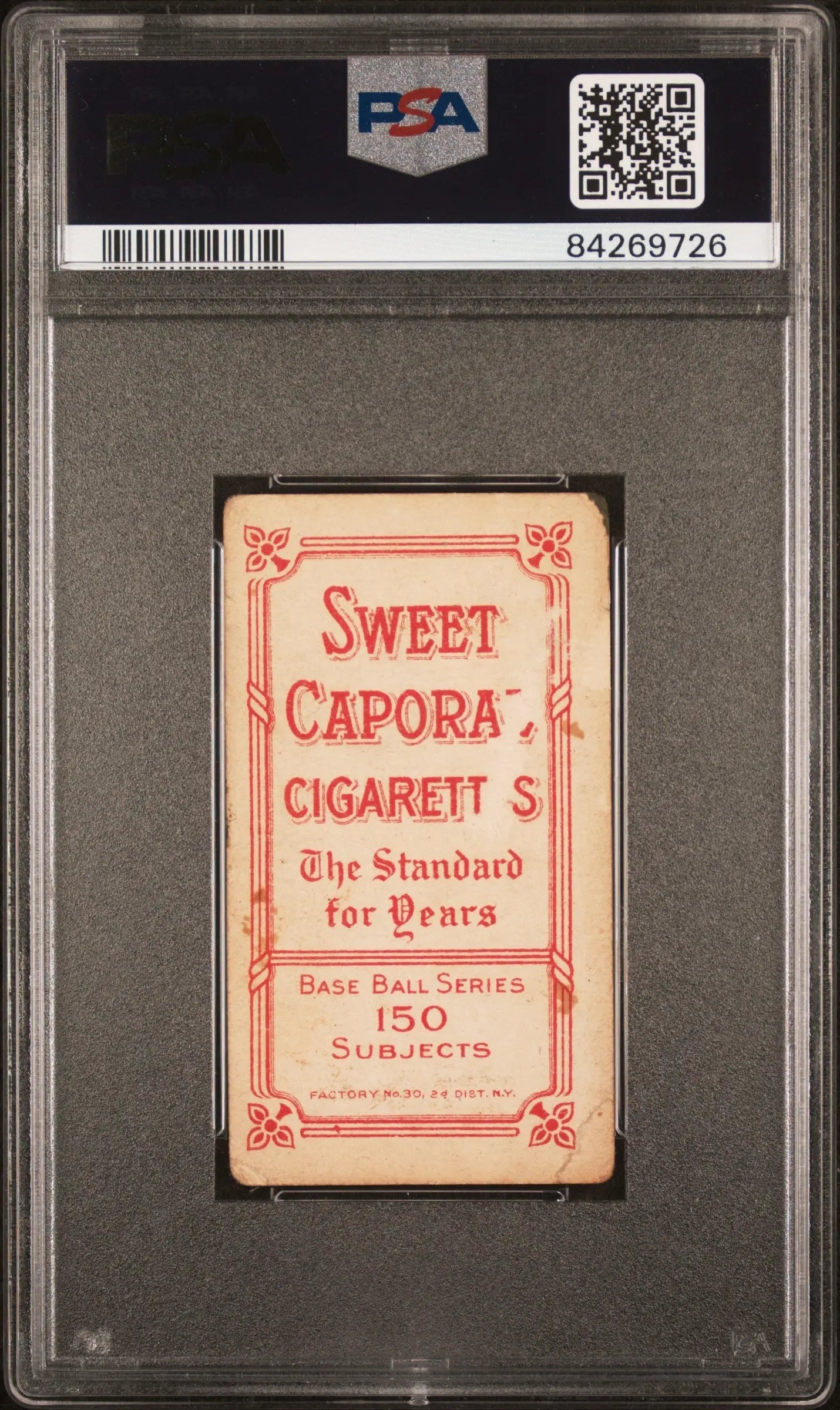 Vintage Buck Herzog T206 Sweet Caporal 150/30 trading card in graded protective case