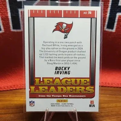 Bucky Irving 2025 Panini Score League Leaders Insert #14 Tampa Bay Buccaneers - Football Card Single