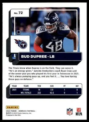 Bud Dupree 2022 Donruss #72 Tennessee Titans - Football Card Single