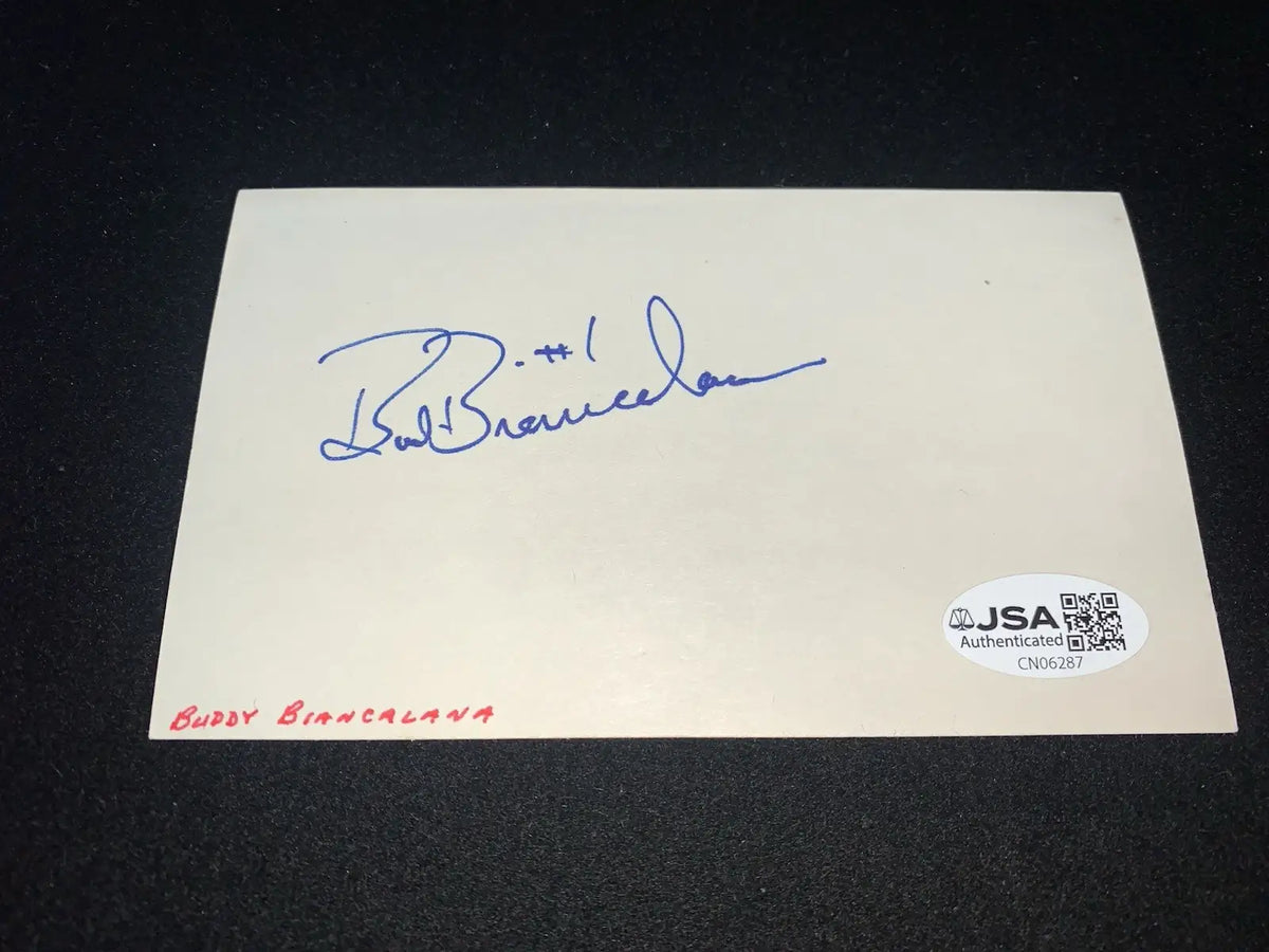 Buddy Biancalana Baseball Signed Auto Autograph Index Cut KC Royals JSA - Sports Memorabilia