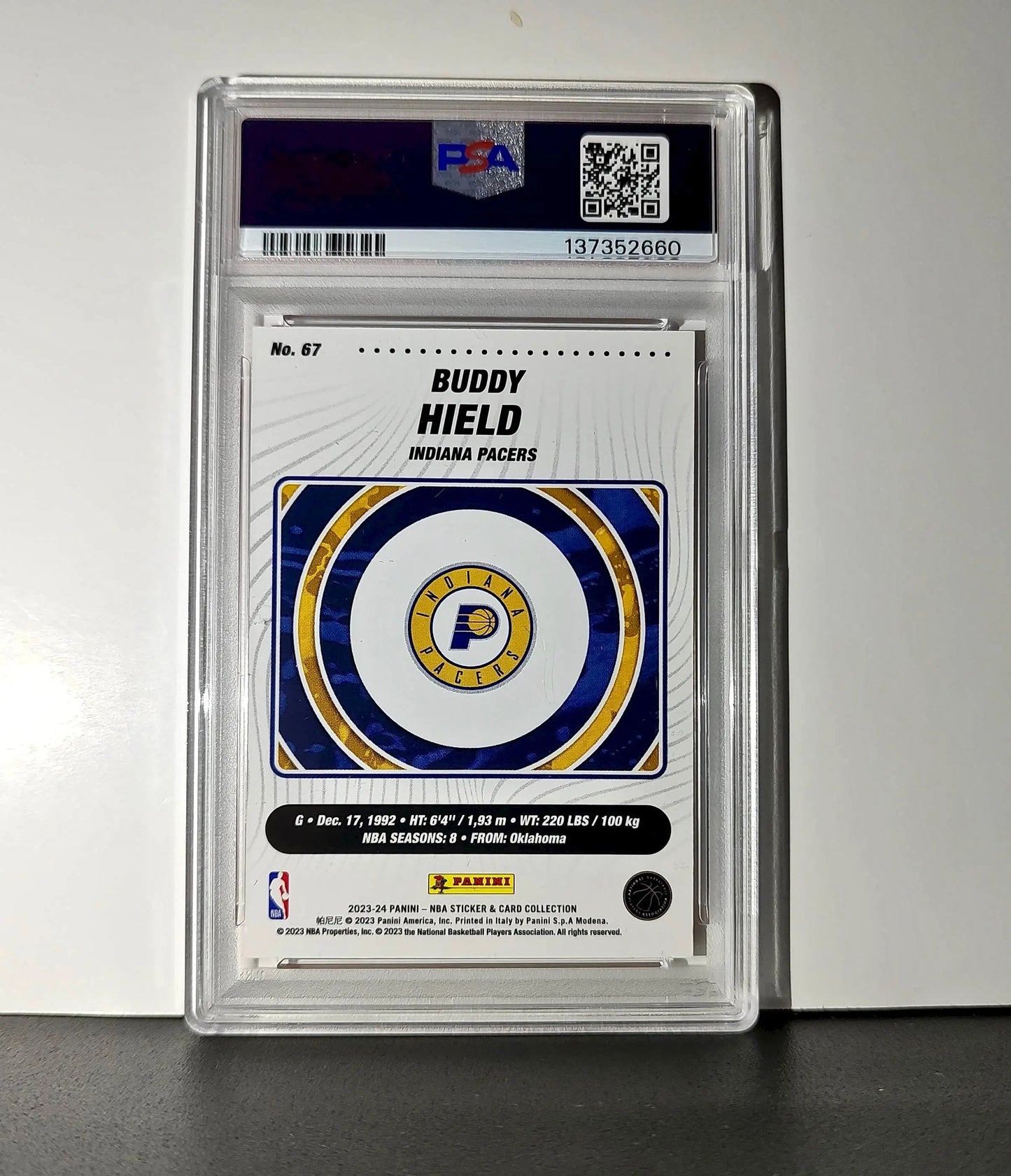 Buddy Held 2023-24 Panini Sticker Cards #67 034/050 Orange Foil PSA 8 NM-MT - Basketball Card Single