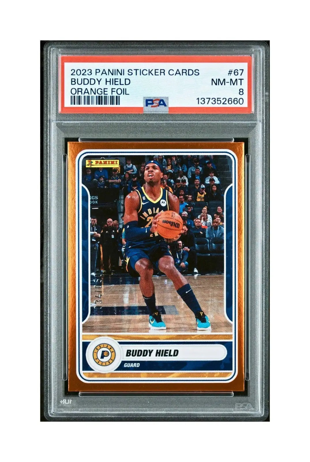 Buddy Held 2023-24 Panini Sticker Cards #67 034/050 Orange Foil PSA 8 NM-MT - Basketball Card Single
