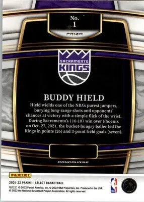Buddy Hield - 2021-22 Panini Select - #1 - Blue Prizms Basketball - Basketball Card Single