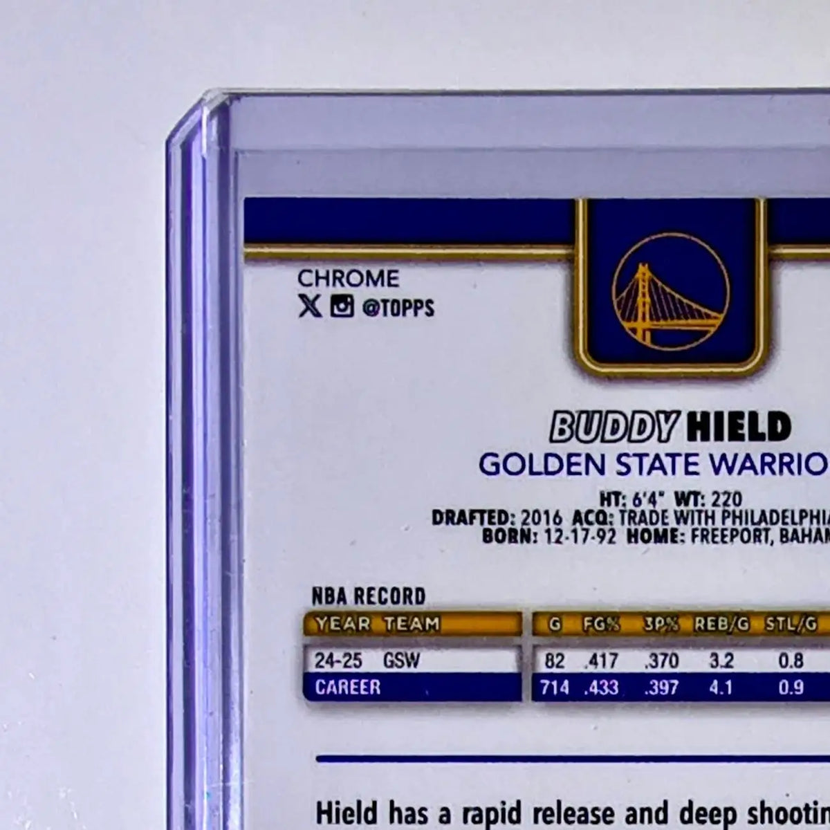 Buddy Hield 2025-26 NBA Topps Chrome Update X-Fractor #99 Card State Warriors - Basketball Card Single