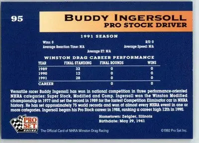 Buddy Ingersoll - 1992 Pro Set NHRA - #95 - Racing - Racing Card Single