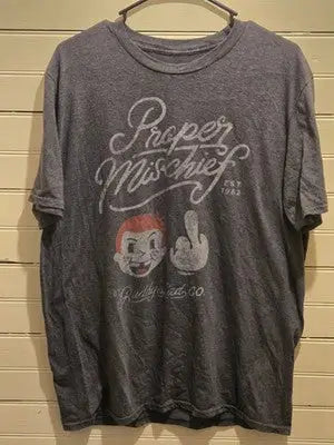 Buddy Lad CoShirt Mens L Gray Proper Mischief Graphic Short Sleeve Vintage Tee - Apparel
