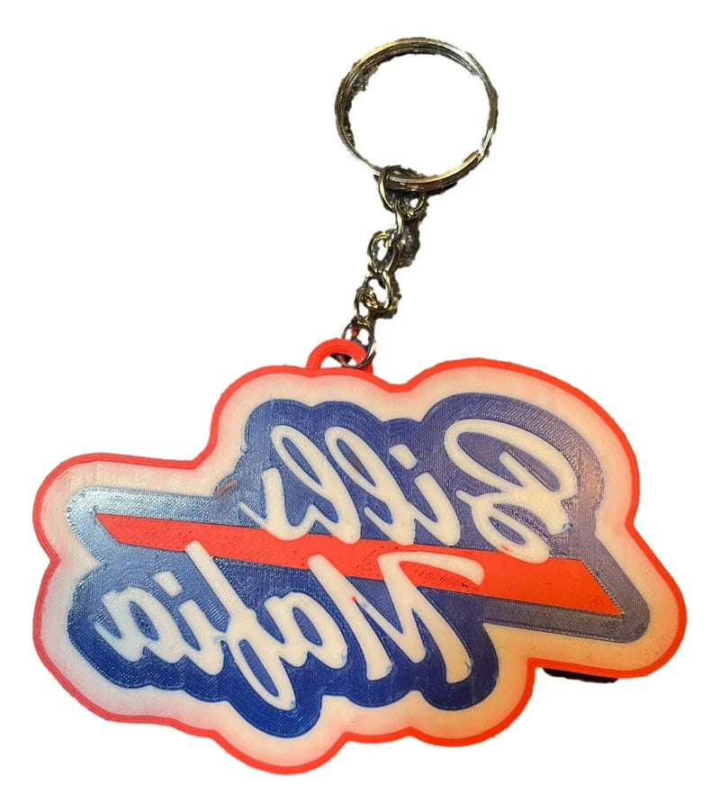 Plastic Buffalo Bills Mafia keychain with red, white, and blue design for San Francisco fans