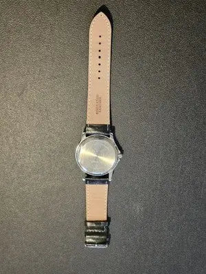 Buffalo Bills Watch Mens Black Leather Strap Analog Team Logo Silver Case NFL - Apparel