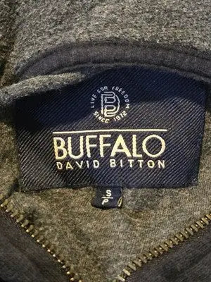 Buffalo David Bitton Hoodie Mens S Navy Gray Zip Front Hooded Sweatshirt Pocket - Apparel