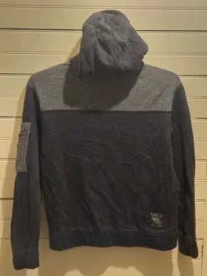 Buffalo David Bitton Hoodie Mens S Navy Gray Zip Front Hooded Sweatshirt Pocket - Apparel