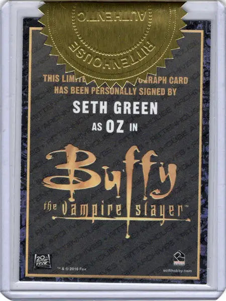 Autograph card of Seth Green as Oz from Buffy the Vampire Slayer trading cards