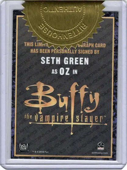 Autograph card of Seth Green as Oz from Buffy the Vampire Slayer trading cards