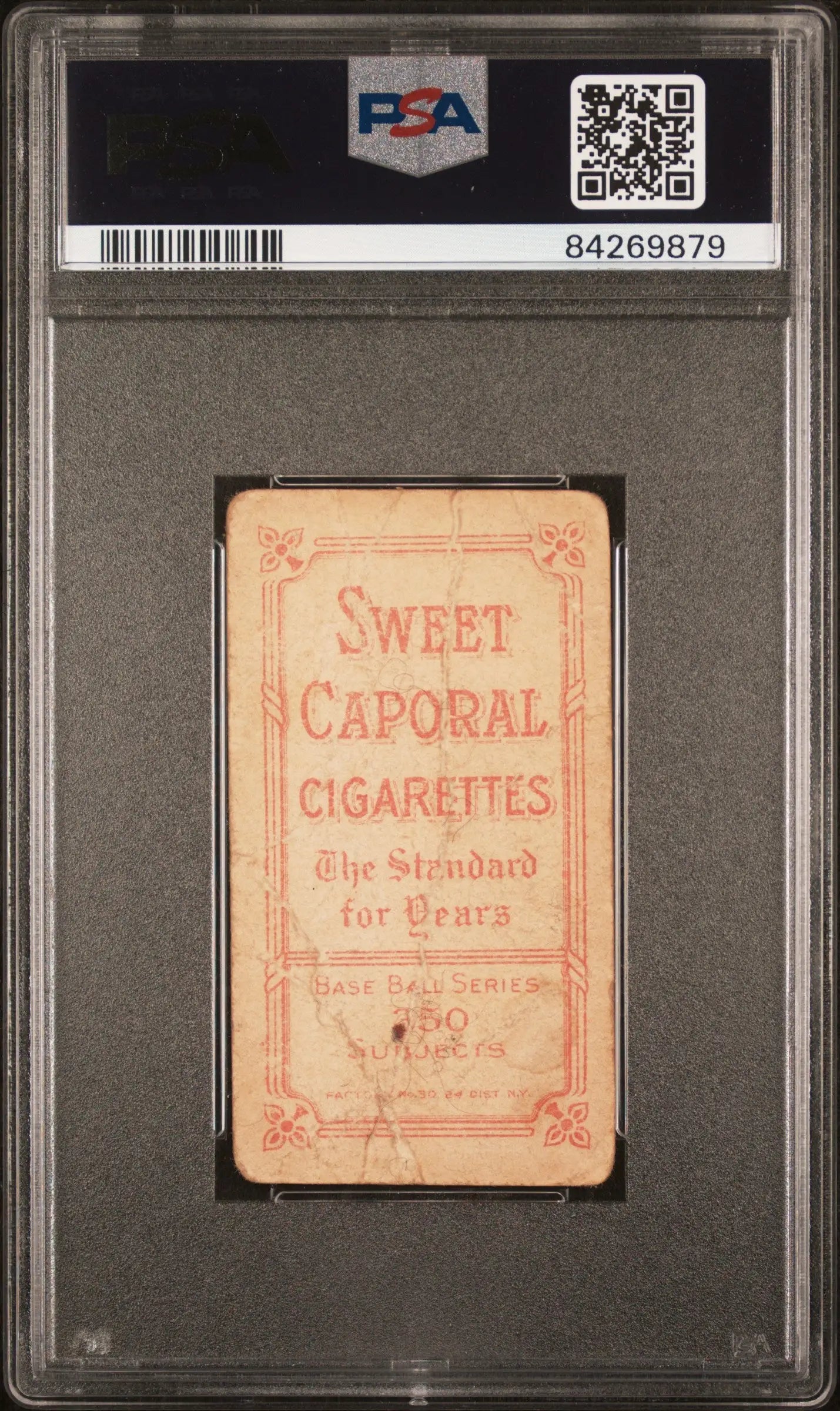 PSA-graded Bugs Raymond T206 Sweet Caporal Cigarettes card in protective holder