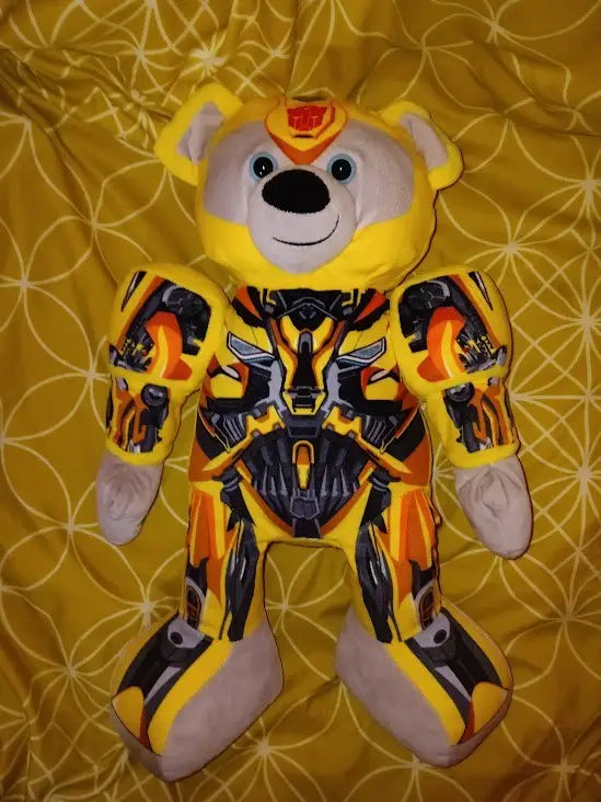 Build A Bear BAB Transformers Bumblebee 17” Plush Bear Movable Arms And Head - Collectibles