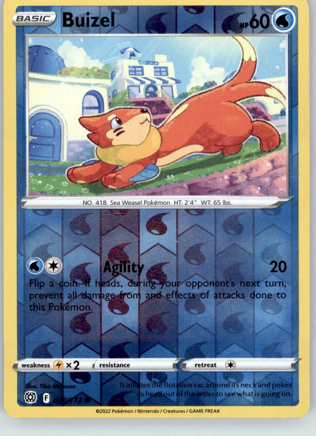 Buizel - Brilliant Stars - 038/172 - Reverse Holo LP Pokemon - Pokémon Card Single