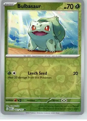 Bulbasaur - SV: Scarlet & Violet 151 - Reverse Holo NM - #001/165 - Pokémon Card Single