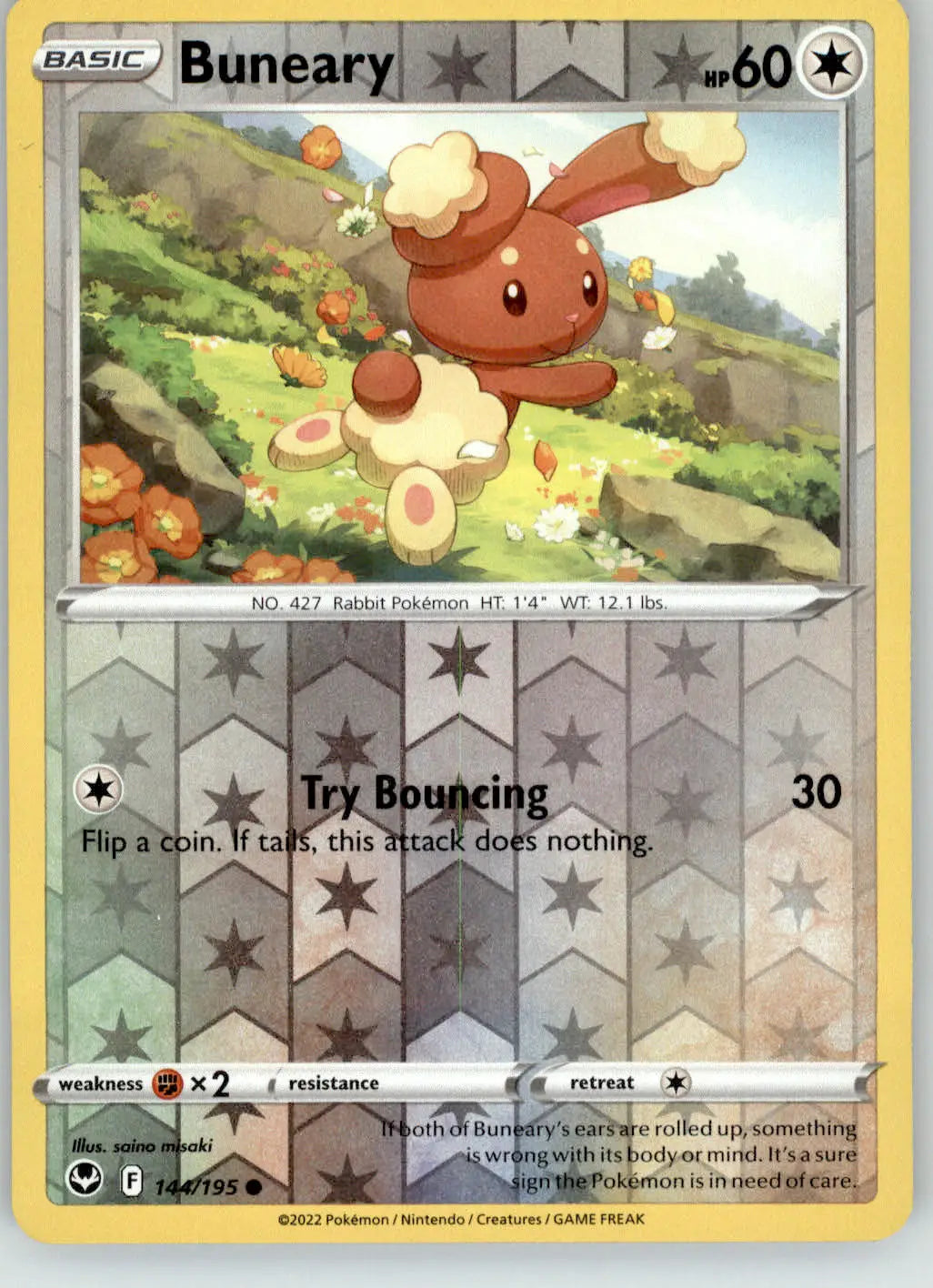 Buneary - Silver Tempest - 144/195 - Reverse Holo LP Pokemon - Pokémon Card Single