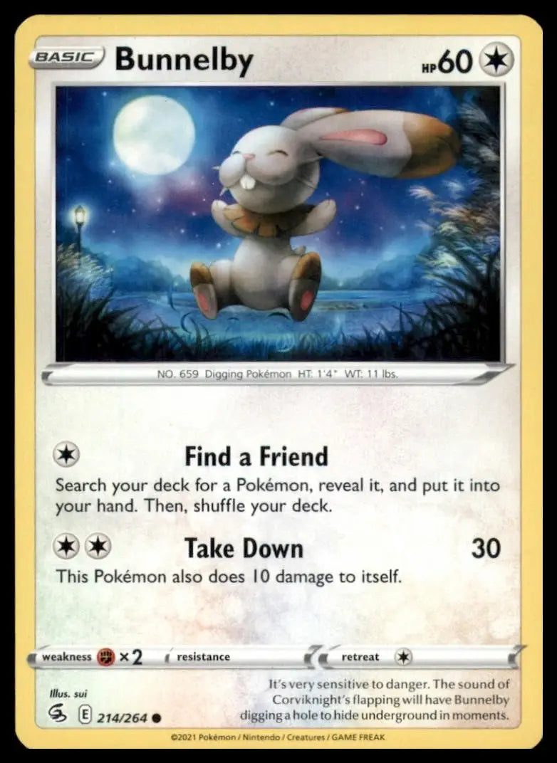 Bunnelby 214/264 Swsh08: Fusion Strike Regular Pokemon - Pokémon Card Single