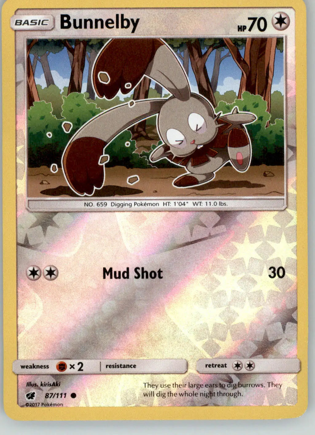 Bunnelby - Crimson Invasion - 87/111 - Reverse Holo LP Pokemon - Pokémon Card Single