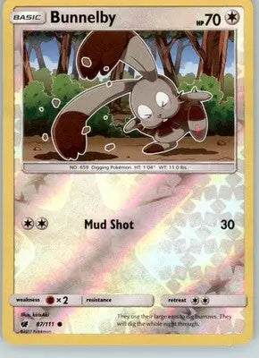 Bunnelby - SM - Crimson Invasion - 87/111 - Reverse Holo LP - Pokémon Card Single