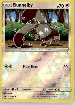 Bunnelby - SM - Crimson Invasion - Reverse Holo LP - #87/111 - Pokémon Card Single