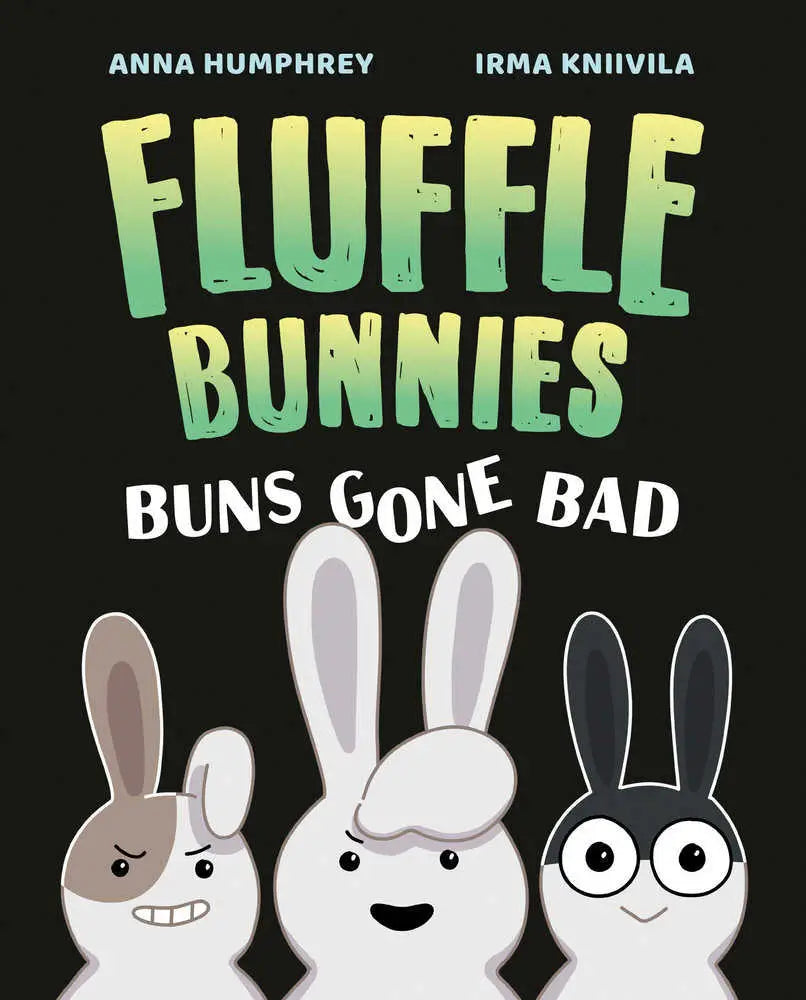 Book cover of Fluffle Bunnies: Buns Gone Bad featuring cartoon rabbits and origin story