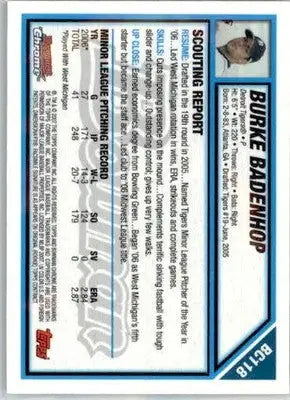 Burke Badenhop - 2007 Bowman Chrome - #BC118 - AUTO Prospects Baseball - Baseball Card Single