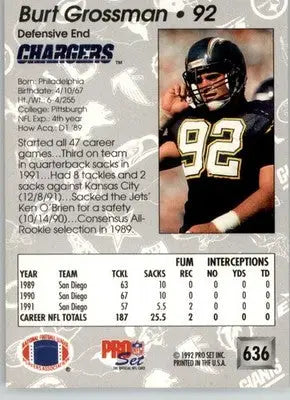 Burt Grossman - 1992 Pro Set - #636 - Football - Football Card Single