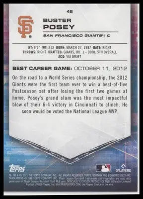 Buster Posey 2021 Bowman’s Best #48 San Francisco Giants - Baseball Card Single