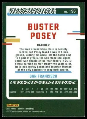 Buster Posey 2023 Donruss #196 San Francisco Giants - Baseball Card Single