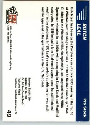 Butch Leal - 1991 Pro Set NHRA - #49 - Racing - Racing Card Single