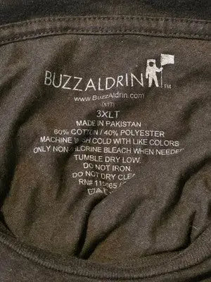 Buzz Aldrin T-Shirt Mens 3XL Tall NASA Logo Black Short Sleeve Graphic Tee - Apparel