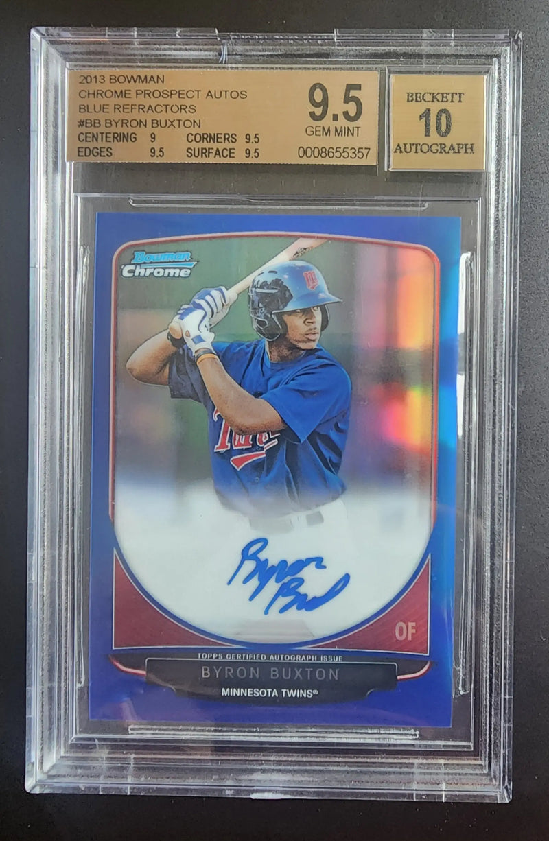 Byron Buxton 2013 Bowman Chrome Autograph Blue Refractor BGS 9.5 Gem Mint 10 Auto