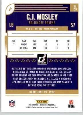 C.J. Mosley - 2018 Donruss - #23 - Football - Football Card Single