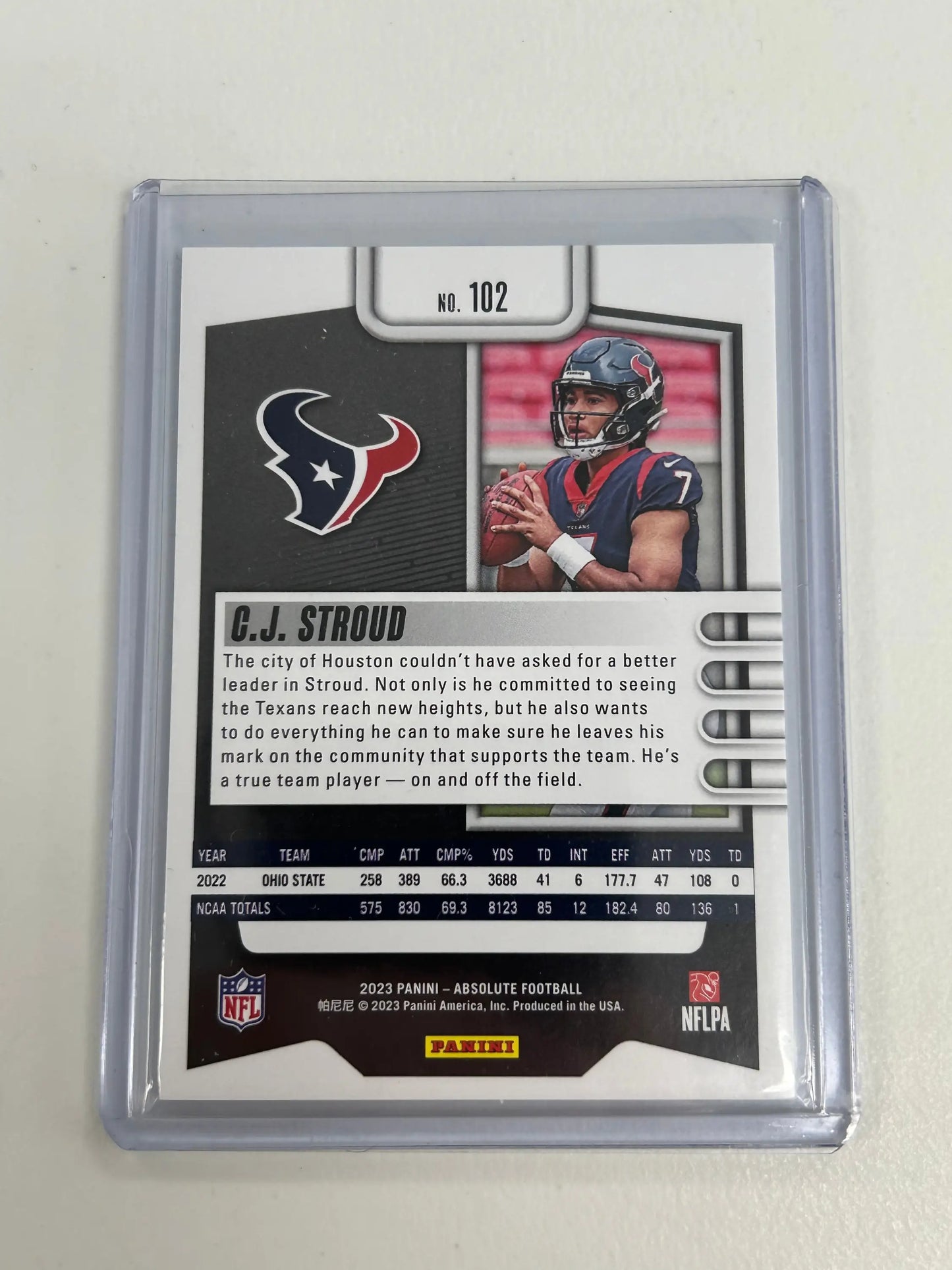 C.J. Stroud 2023 Absolute #102 Mirror Blue #15/50 - Football Card Single